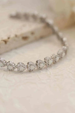 Meliza's 925 Sterling Silver Opal Heart Bracelet - Melizafashion