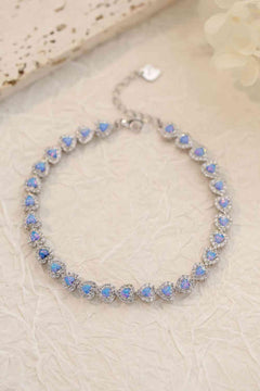 Meliza's 925 Sterling Silver Opal Heart Bracelet - Melizafashion