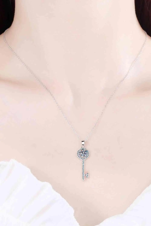 Meliza's Adored Moissanite Key Pendant Necklace - Melizafashion