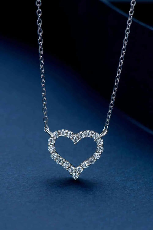 Meliza's Adored Moissanite Platinum-Plated Heart Necklace - Melizafashion