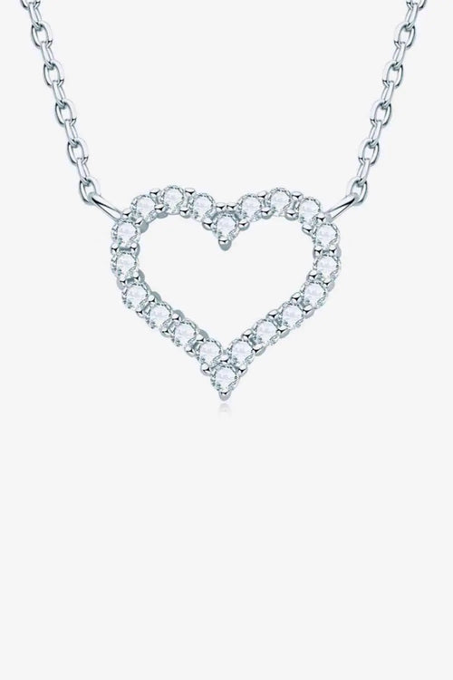Meliza's Adored Moissanite Platinum-Plated Heart Necklace - Melizafashion