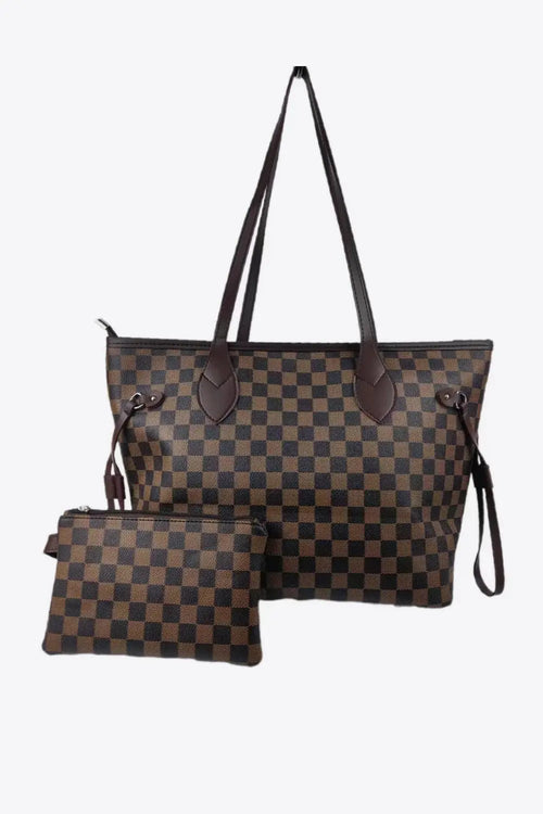 Meliza's Checkered PVC Two-Piece Bag Set - Melizafashion