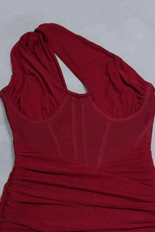 Meliza's Cutout One-Shoulder Midi Bandage Dress - Melizafashion
