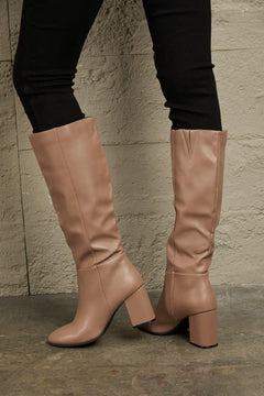 Meliza's East Lion Corp Block Heel Knee High Boots - Melizafashion