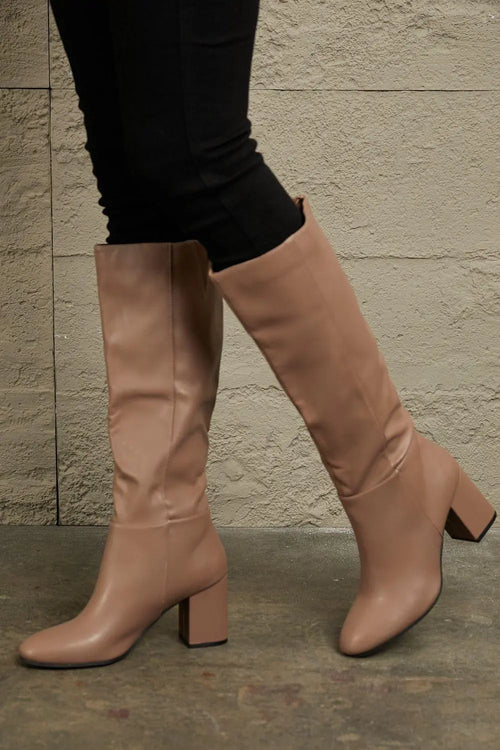 Meliza's East Lion Corp Block Heel Knee High Boots - Melizafashion
