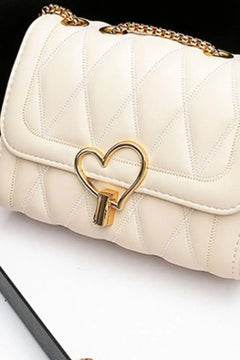 Meliza's Heart Buckle PU Leather Crossbody Bag - Melizafashion