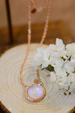 Meliza's High Quality Natural Moonstone 18K Rose Gold-Plated 925 Sterling Silver Necklace - Melizafashion