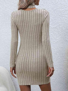 Melizafashion Elegant  Meliza's Long Sleeve Ribbed Sweater Dress