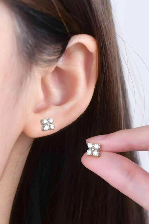 Meliza's Moissanite 925 Sterling Silver Four-Leaf Clover Shape Earrings - Melizafashion