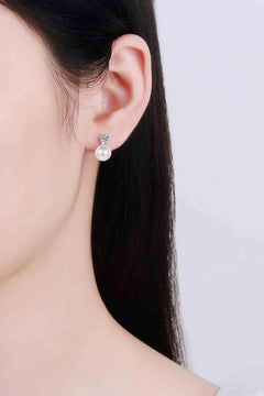 Meliza's Moissanite Pearl Stud Earrings - Melizafashion