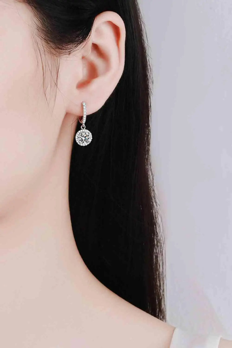 Meliza's Moissanite Round-Shaped Drop Earrings - Melizafashion