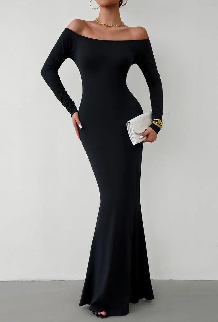 Meliza's Off-Shoulder Long Sleeve Maxi Dress - Melizafashion