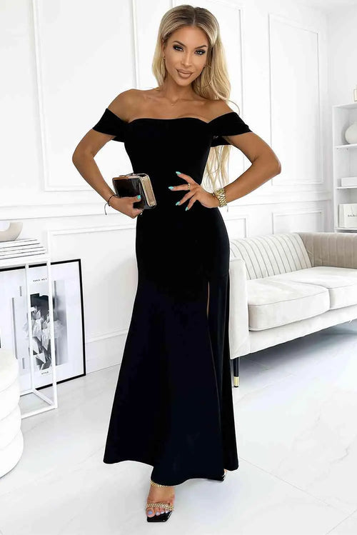 Melizafashion Elegant  Meliza's Off-Shoulder Maxi Dress
