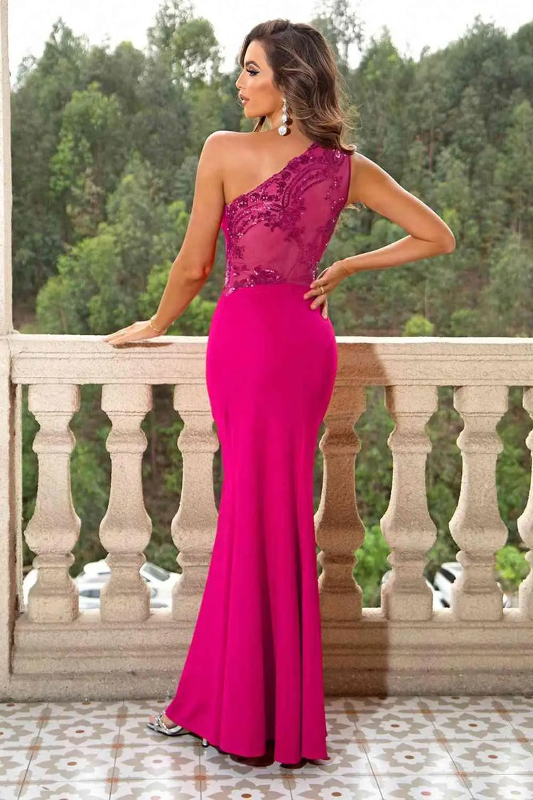Melizafashion Elegant  Meliza's One-Shoulder Sleeveless Maxi Dress