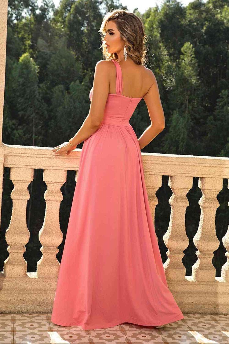 Melizafashion Elegant  Meliza's One-Shoulder Split Maxi Dress