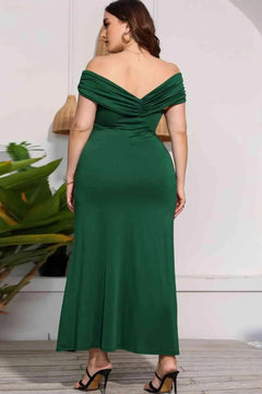 Meliza's Plus Size Crossover Off-Shoulder Split Dress - Melizafashion