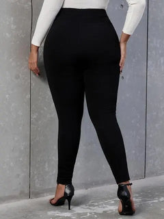 Meliza's Plus Size Decorative Button Skinny Pants - Melizafashion