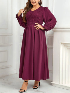 Meliza's Plus Size Flounce Sleeve Smocked Maxi Dress - Melizafashion