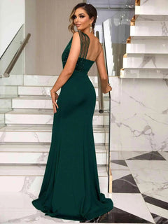 Melizafashion Elegant  Meliza's Rhinestone One-Shoulder Formal Dress
