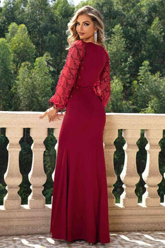 Melizafashion Elegant  Meliza's Sequin Round Neck Maxi Dress