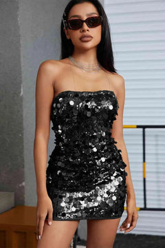 Meliza's Sequin Strapless Mini Dress - Melizafashion