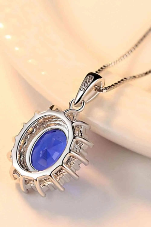 Meliza's Synthetic Sapphire Pendant 925 Sterling Silver Necklace - Melizafashion