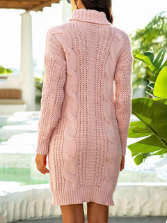 Melizafashion Elegant  Meliza's Turtleneck Ribbed Sweater Dress
