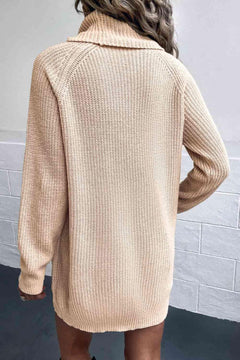Melizafashion Elegant  Meliza's Turtleneck Sweater Dress with Pockets