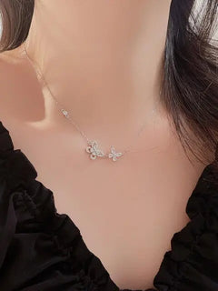Meliza's Zircon 925 Sterling Silver Butterfly Necklace - Melizafashion