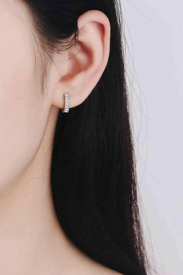 Meliza's 925 Sterling Silver Inlaid Moissanite Huggie Earrings - Melizafashion
