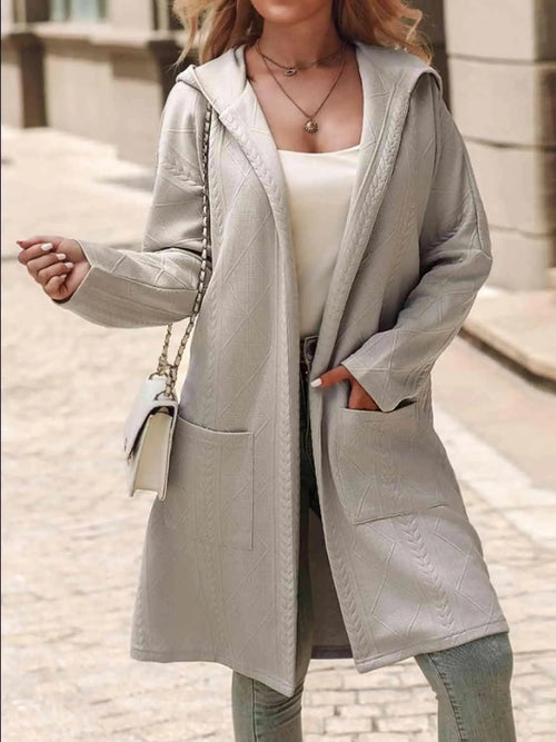 Meliza's Geometric Hooded  Coat with Pockets - Melizafashion